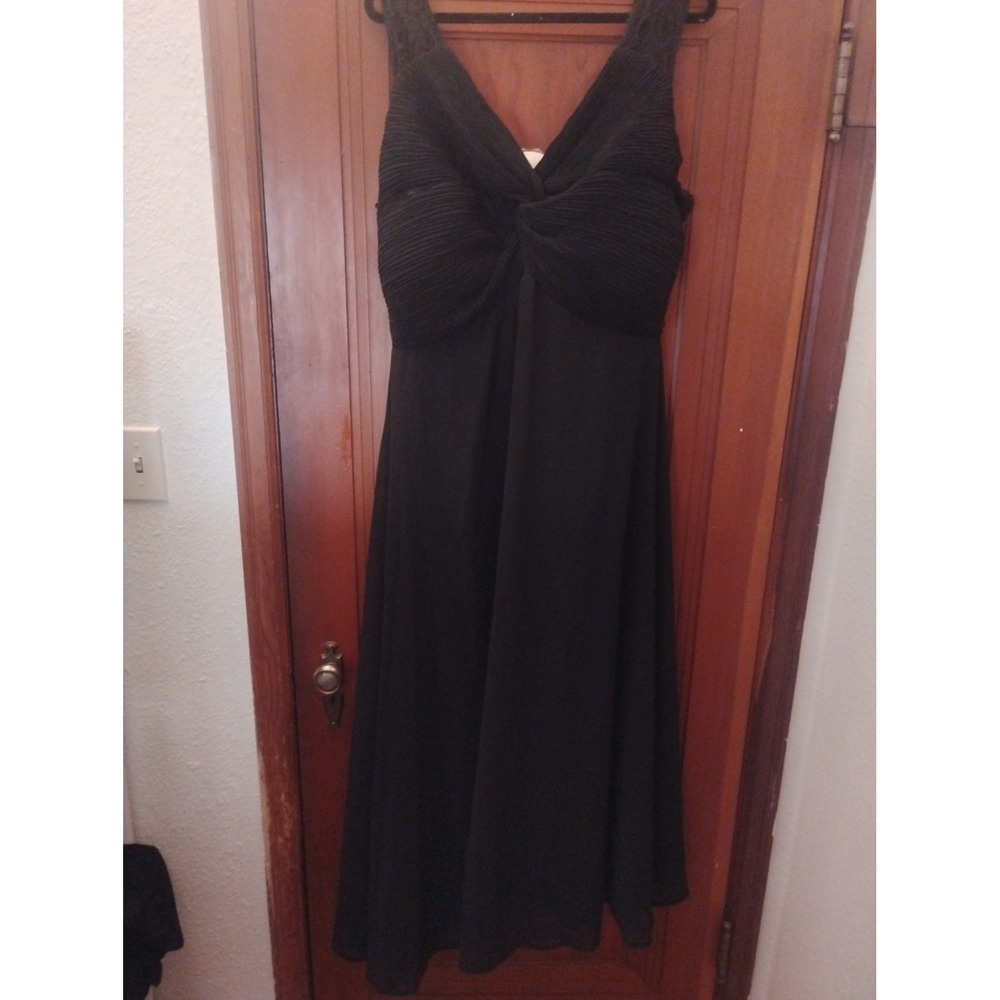 Roiii Black Pleated Twist Front Lace Back Formal Evening Maxi Dress 3XL